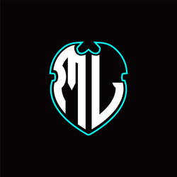 M l initial logo design with a shield shape vector