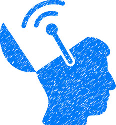 open brain radio interface grainy texture icon vector image
