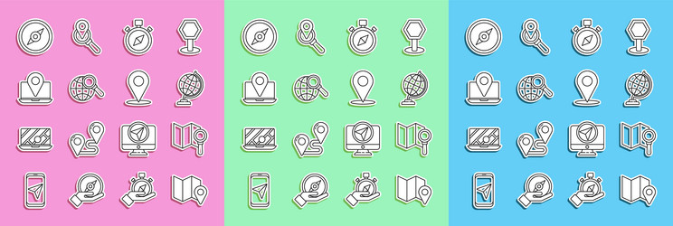 set line folded map with location marker search vector image