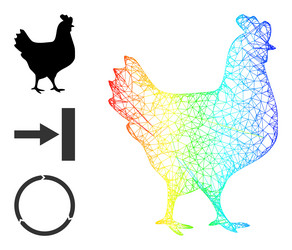 Spectral gradient net mesh walking chicken icon vector