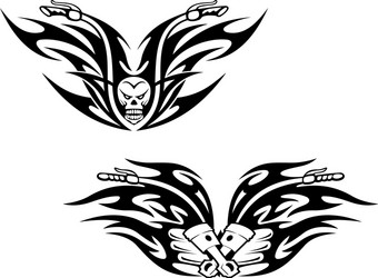 Motorcycle Tattoos with Flames Vector Image