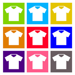 T-Shirt Icon Set - Colorful Buttons vector image