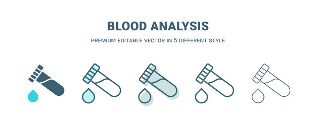 Blood analysis icon in 5 different style outline vector