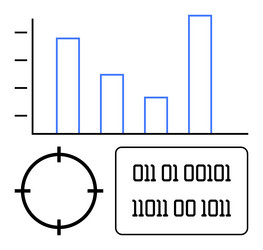 data analysis concept with binary code bar graph vector image
