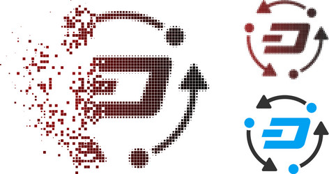 Dissolved pixel halftone dash turnover icon vector