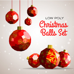 Low poly merry christmas balls vector