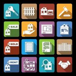 Real estate icons flat vector