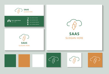 saas logo brand business card branding book from vector