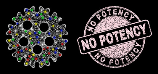 Scratched no potency stamp and magic mesh web vector