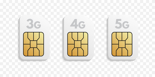 set 3g 4g 5g sim card types realistic blank vector