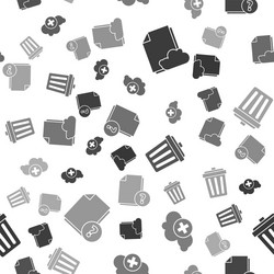 set cloud storage text document add trash vector image