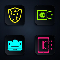 set tablet cyber security cloud technology data vector image