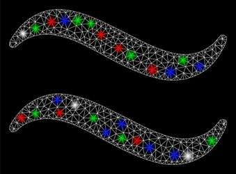 bright mesh network waves with flash spots vector image