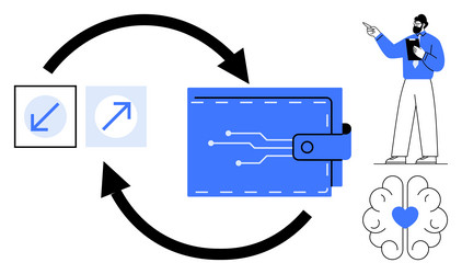digital wallet and data sharing concept with human vector image