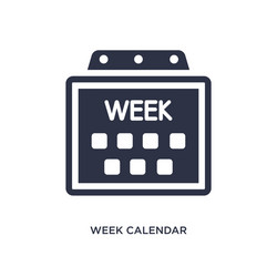 week calendar icon on white background simple vector image
