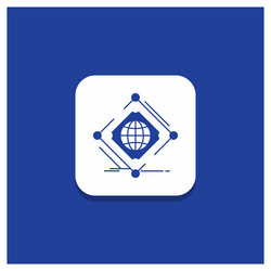 blue round button for complex global internet net vector image