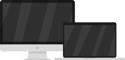 Desktop monitor and laptop in flat style vector