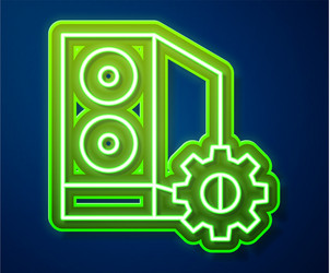 glowing neon line case computer setting icon vector image