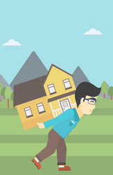 man carrying house vector