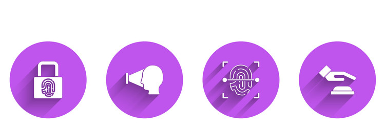 set fingerprint with lock face recognition vector image