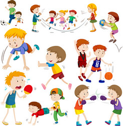 Children Playing Diverse Sports vector