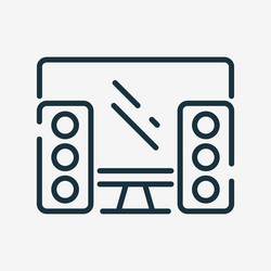 Computer monitor and loud speaker line icon music vector