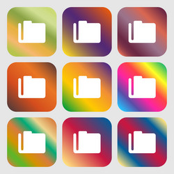 document folder icon nine buttons with bright vector image