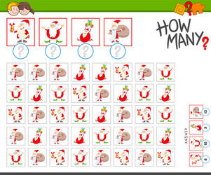 how many santa claus characters counting game vector image
