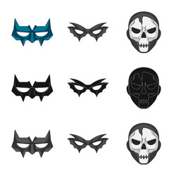 Isolated object of hero and mask sign set vector