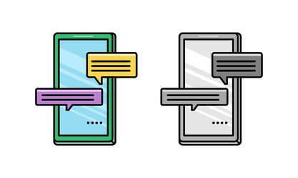 message text chat app icon on mobile cell phone vector image