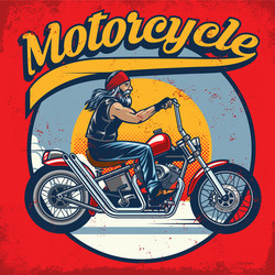 Old man biker riding chopper motorcycle Royalty Free Vector