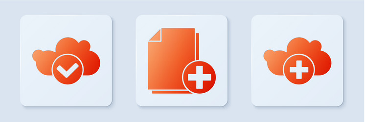 set add new file cloud with check mark vector image