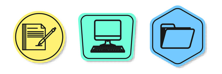 set line blank notebook and pen computer monitor vector image