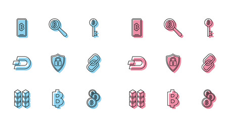 set line blockchain technology cryptocurrency vector image