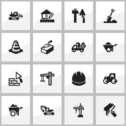 Set of 16 editable structure icons includes vector