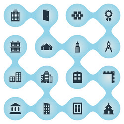 set of 16 simple architecture icons can be found vector