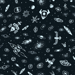 Space Doodle Pattern - Celestial Objects vector image