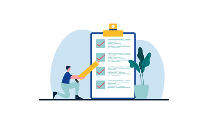 task done business concept with tiny person vector image