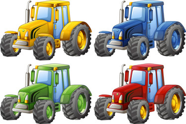 Tractors and bulldozers in yellow Royalty Free Vector Image