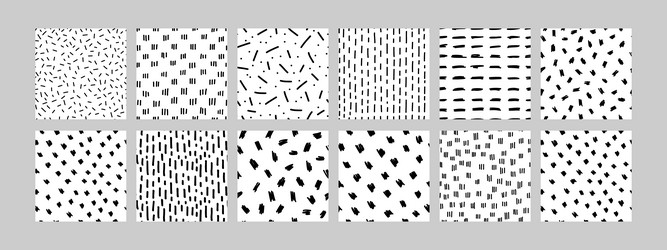collection of hand drawn abstract seamless pattern vector image