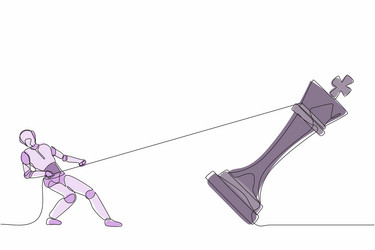 continuous one line drawing robots standing vector image