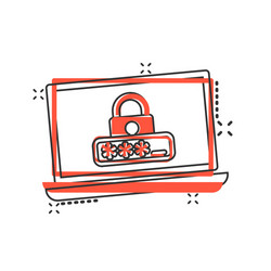 laptop with password icon in comic style computer vector image