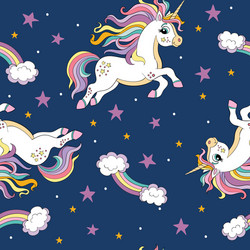 Seamless pattern with magic unicorns vector