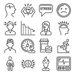Depression stress icons set - mental health Vector Image