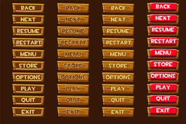 Wooden Button Set for UI vector