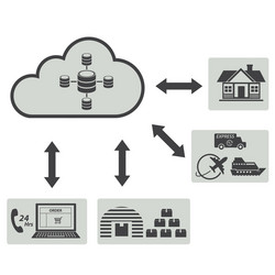 big data icons set cloud computing vector image