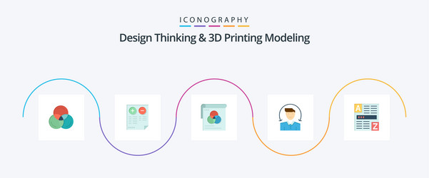 design thinking and d printing modeling flat 5 vector image