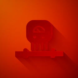 paper cut smart sensor system icon isolated on red vector image
