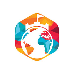 Castle globe logo design template Royalty Free Vector Image