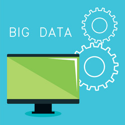 desktop computer with big data icons vector image